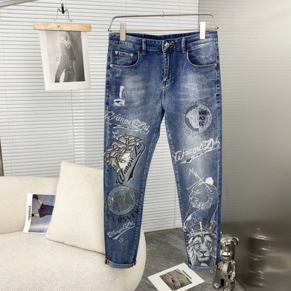 designer,replica,clothing,fake,1:1,lv,luxury,high quality 23/VERSACE men’s new luxury denim trousers