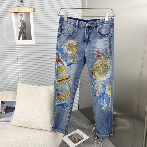 designer,replica,clothing,fake,1:1,lv,luxury,high quality 23/VERSACE men’s new luxury denim trousers