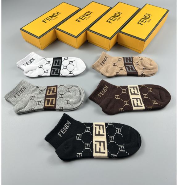 designer,replica,clothing,fake,1:1,lv,luxury,high quality 23/Fendi counter latest fashion socks（5 pairs one box ）