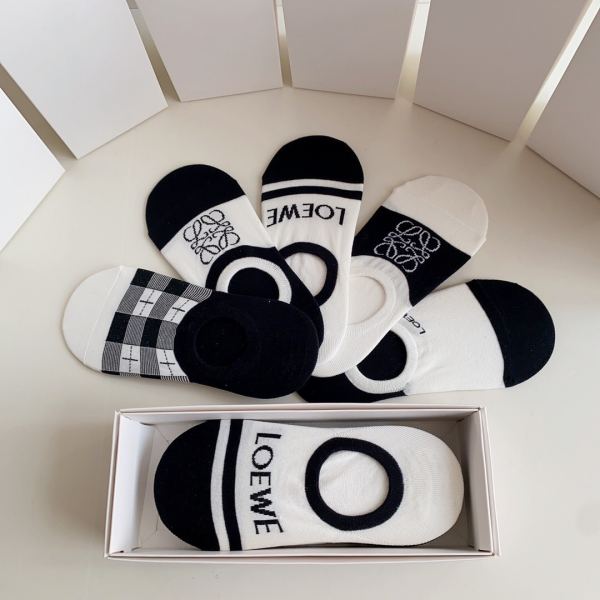 designer,replica,clothing,fake,1:1,lv,luxury,high quality 23/Loewe counter latest fashion socks（5 pairs one box ）