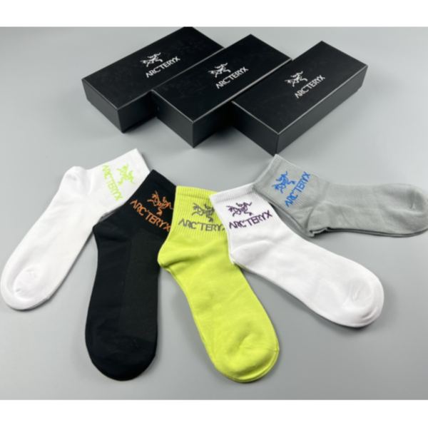 designer,replica,clothing,fake,1:1,lv,luxury,high quality 23/ARC·TERYX counter latest fashion socks（5 pairs one box ）