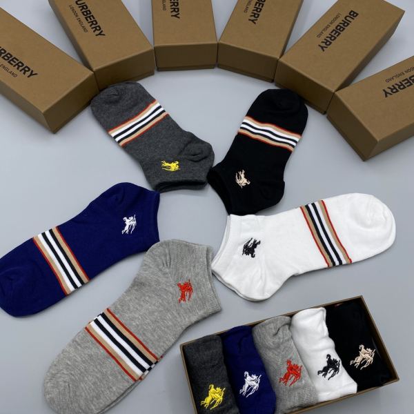 designer,replica,clothing,fake,1:1,lv,luxury,high quality 23/Burberry Burberry counter latest fashion socks（5 pairs one box ）