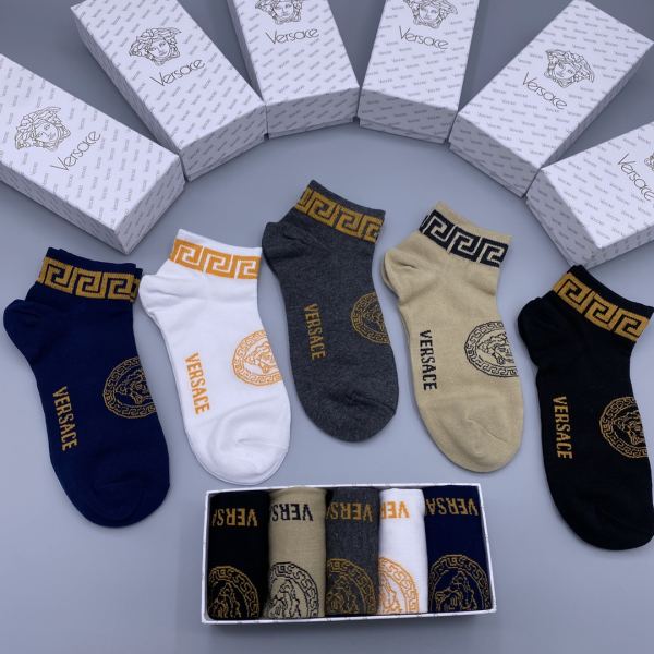 designer,replica,clothing,fake,1:1,lv,luxury,high quality 23/Versace VERSACE counter latest fashion socks（5 pairs one box ）