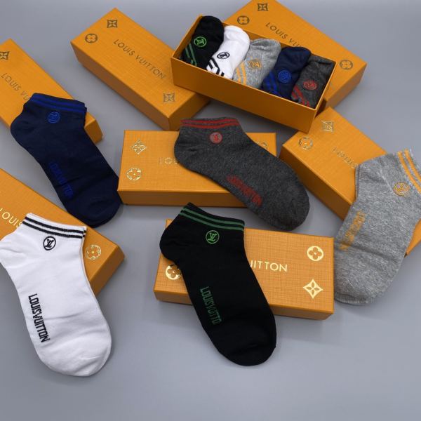 designer,replica,clothing,fake,1:1,lv,luxury,high quality 23/L* counter latest fashion socks（5 pairs one box ）