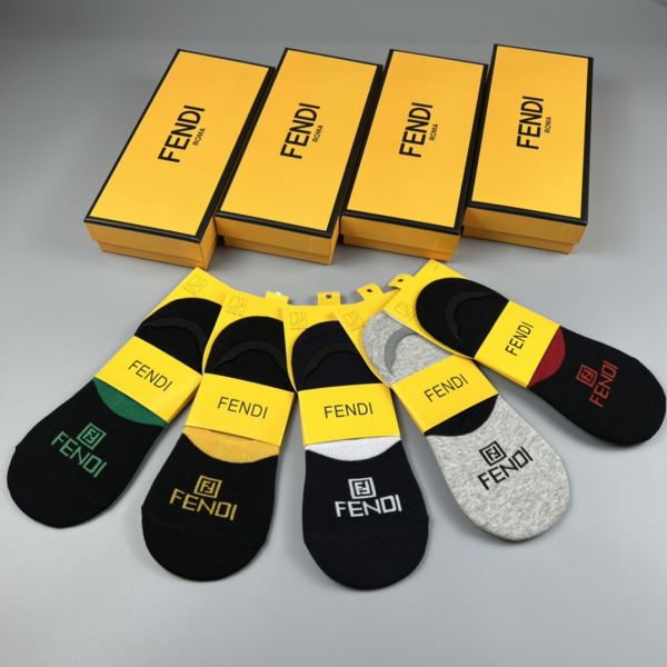 designer,replica,clothing,fake,1:1,lv,luxury,high quality 23/Fendi counter latest fashion socks（5 pairs one box ）