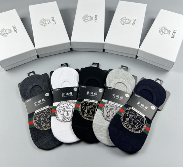 designer,replica,clothing,fake,1:1,lv,luxury,high quality 23/Versace VERSACE counter latest fashion socks（5 pairs one box ）