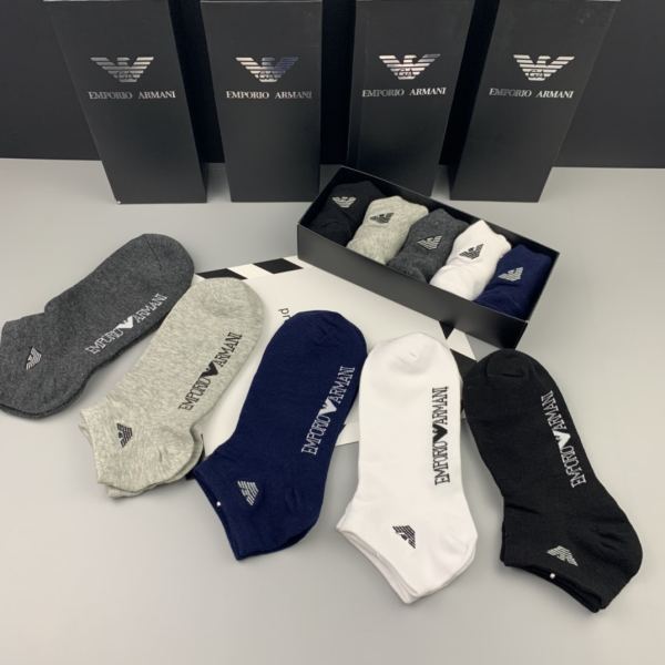 designer,replica,clothing,fake,1:1,lv,luxury,high quality 23/Armani counter latest fashion socks（5 pairs one box ）