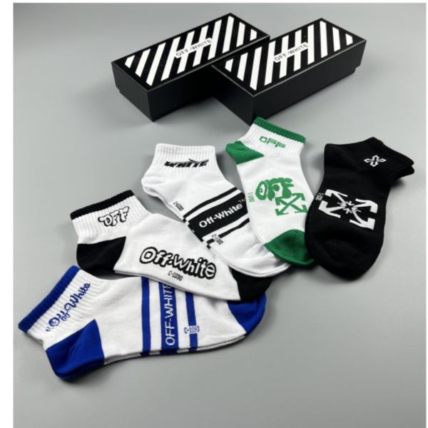 designer,replica,clothing,fake,1:1,lv,luxury,high quality 23/OFF WHITE counter latest fashion socks（5 pairs one box ）
