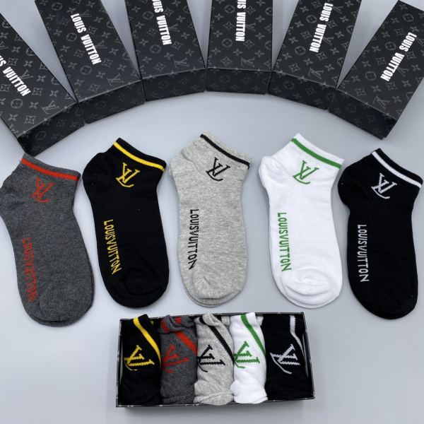 designer,replica,clothing,fake,1:1,lv,luxury,high quality 23/L* counter latest fashion socks（5 pairs one box ）