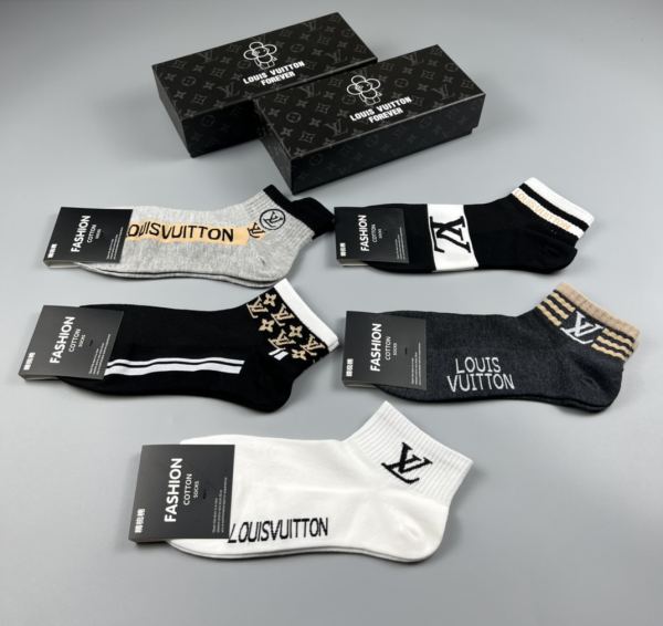 designer,replica,clothing,fake,1:1,lv,luxury,high quality 23/L* counter latest fashion socks（5 pairs one box ）