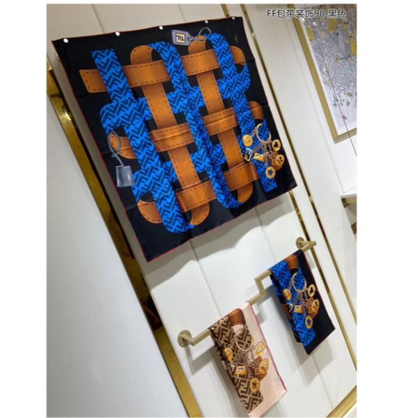 designer,replica,clothing,fake,1:1,lv,luxury,high quality Fendi silk square scarf