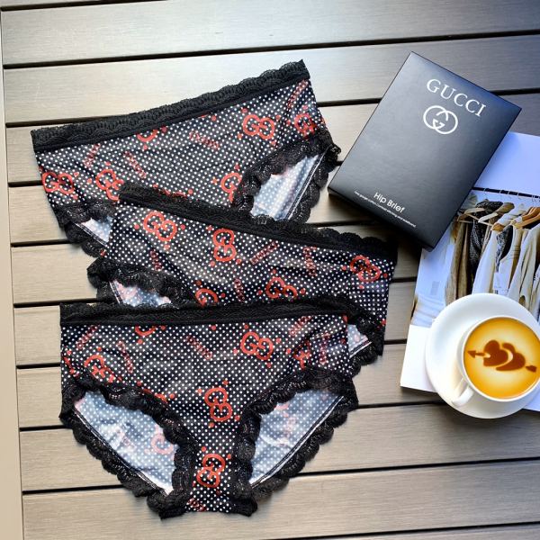 designer,replica,clothing,fake,1:1,lv,luxury,high quality 【3pcs】Gucci New Printed Nylon Mesh Lace Ladies Panties