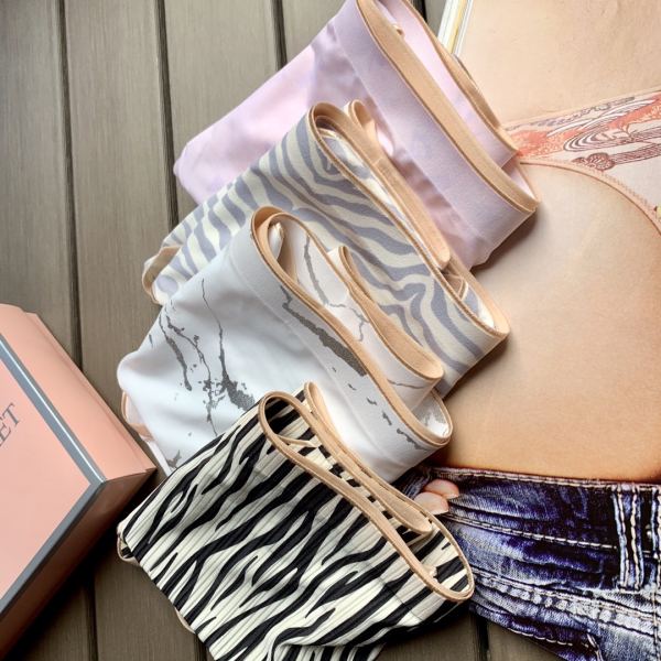 designer,replica,clothing,fake,1:1,lv,luxury,high quality 【4pcs】Victoria’s Secret new fashion print women’s mid-waist seamless underwear