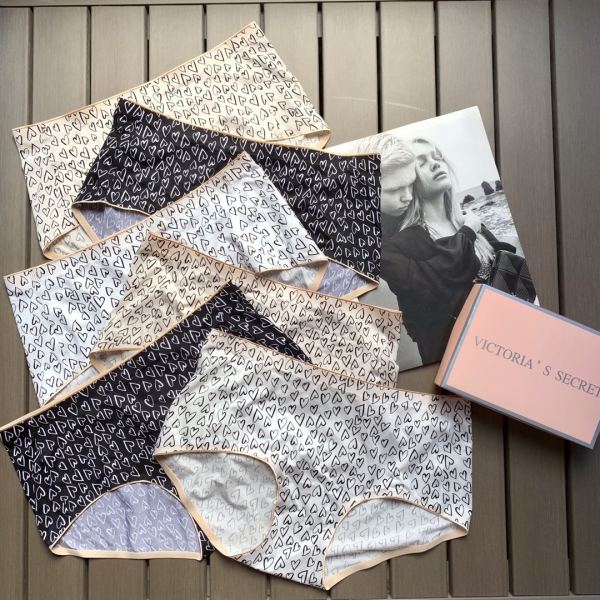 designer,replica,clothing,fake,1:1,lv,luxury,high quality 【5pcs】Victoria’s Secret new fashion print women’s mid-waist seamless underwear