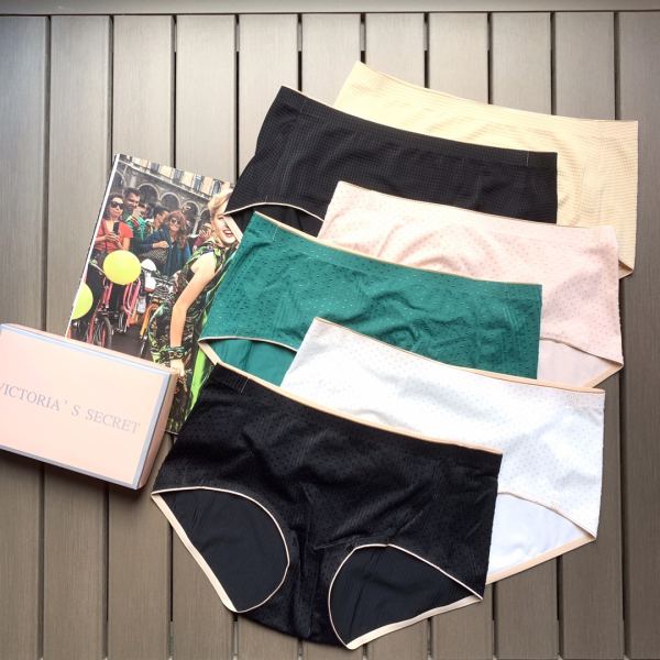 designer,replica,clothing,fake,1:1,lv,luxury,high quality 【6pcs】Victoria’s Secret New Fashion Starry Plaid Solid Color Women’s Mid-Waist Seamless Panties