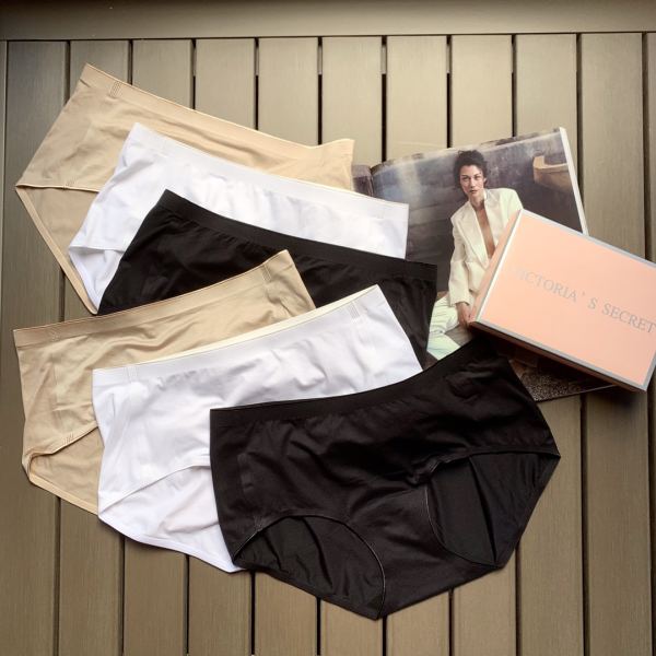 designer,replica,clothing,fake,1:1,lv,luxury,high quality 【6pcs】Victoria’s Secret New Fashion Starry Plaid Solid Color Women’s Mid-Waist Seamless Panties