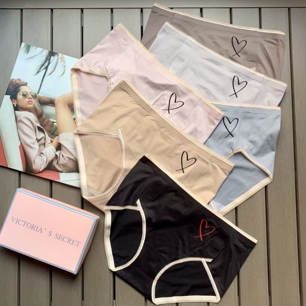 designer,replica,clothing,fake,1:1,lv,luxury,high quality 【6pcs】Victoria’s Secret Fashion Heart Printed Women’s Mid-Waist Seamless Underwear