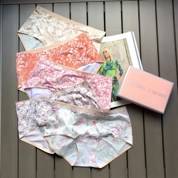 designer,replica,clothing,fake,1:1,lv,luxury,high quality 【5pcs】Victoria’s Secret fashion print women’s mid-waist seamless underwear