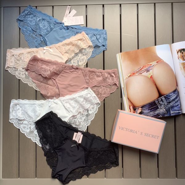 designer,replica,clothing,fake,1:1,lv,luxury,high quality 【5pcs】Victoria’s Secret Low Waist Half-Wrap Hip Lace Panties