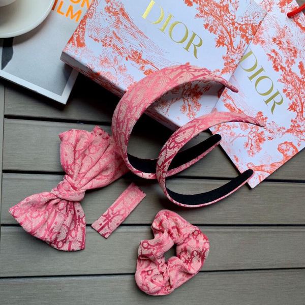 designer,replica,clothing,fake,1:1,lv,luxury,high quality 【1 Set 】Dior Vintage Print Pink Canvas Middle Age Vintage Hair Accessories