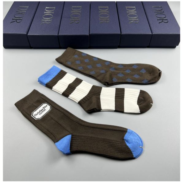 designer,replica,clothing,fake,1:1,lv,luxury,high quality Dior2023 new autumn and winter socks (3 pairs one box)