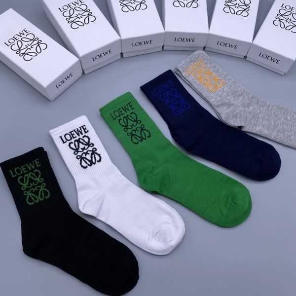 designer,replica,clothing,fake,1:1,lv,luxury,high quality Loewe2023 new autumn and winter socks (5 pairs one box)