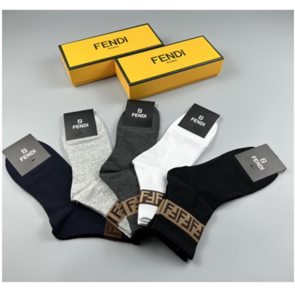designer,replica,clothing,fake,1:1,lv,luxury,high quality Fendi2023 new autumn and winter socks (5 pairs one box)