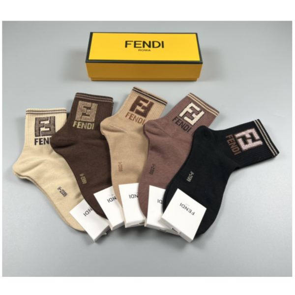 designer,replica,clothing,fake,1:1,lv,luxury,high quality Fendi2023 new autumn and winter socks (5 pairs one box)