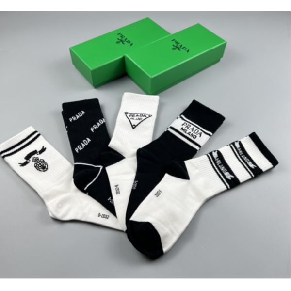 designer,replica,clothing,fake,1:1,lv,luxury,high quality Prada2023 new autumn and winter socks (5 pairs one box)