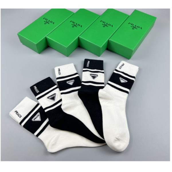 designer,replica,clothing,fake,1:1,lv,luxury,high quality Prada2023 new autumn and winter socks (5 pairs one box)
