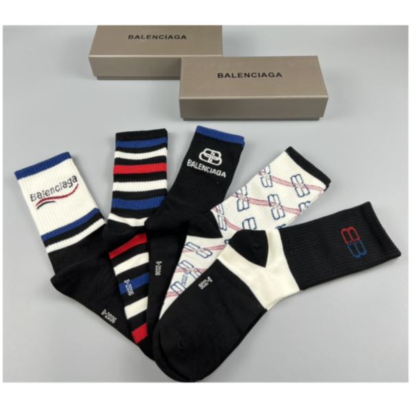 designer,replica,clothing,fake,1:1,lv,luxury,high quality Balenciaga2023 new autumn and winter socks (5 pairs one box)