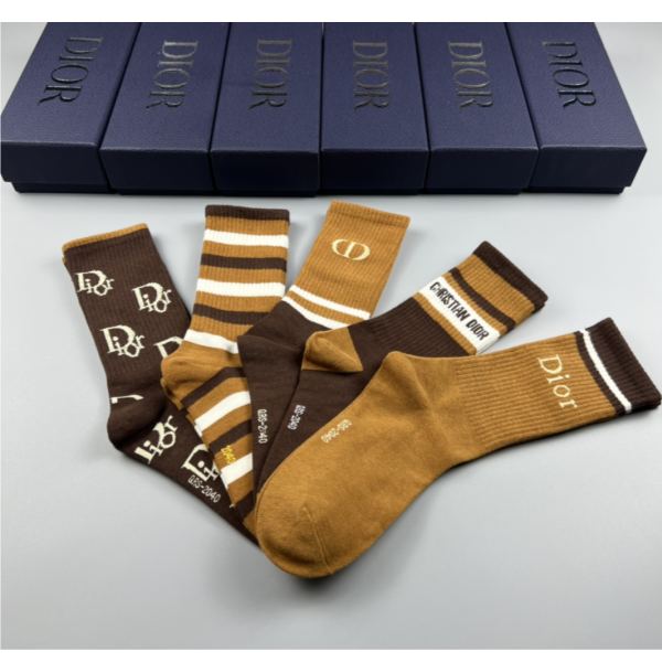 designer,replica,clothing,fake,1:1,lv,luxury,high quality Dior2023 new autumn and winter socks (5 pairs one box)