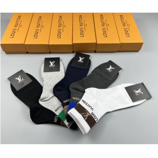 designer,replica,clothing,fake,1:1,lv,luxury,high quality L* 2023 new autumn and winter socks (5 pairs one box)