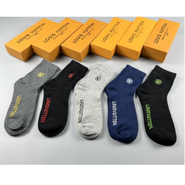 designer,replica,clothing,fake,1:1,lv,luxury,high quality L* 2023 new autumn and winter socks (5 pairs one box)