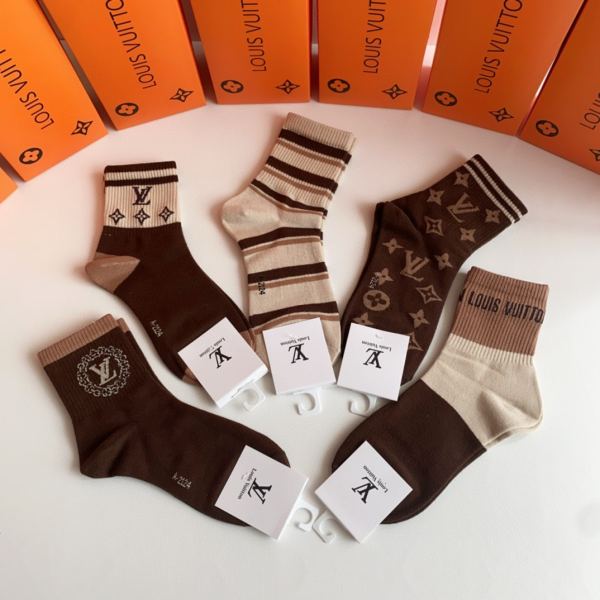 designer,replica,clothing,fake,1:1,lv,luxury,high quality L* 2023 new autumn and winter socks (5 pairs one box)