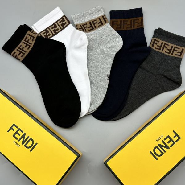 designer,replica,clothing,fake,1:1,lv,luxury,high quality Fendi2023 new autumn and winter socks (5 pairs one box)
