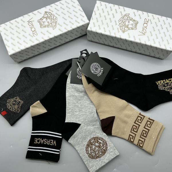 designer,replica,clothing,fake,1:1,lv,luxury,high quality Versace2023 new autumn and winter socks (5 pairs one box)