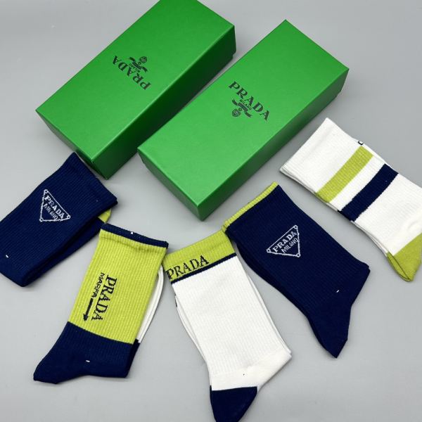 designer,replica,clothing,fake,1:1,lv,luxury,high quality Prada2023 new autumn and winter socks (5 pairs one box)