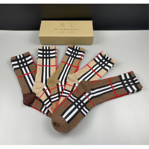 designer,replica,clothing,fake,1:1,lv,luxury,high quality Burberry2023 new autumn and winter socks (5 pairs one box)