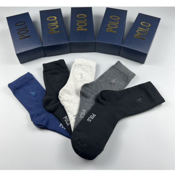 designer,replica,clothing,fake,1:1,lv,luxury,high quality POLO2023 new autumn and winter socks (5 pairs one box)