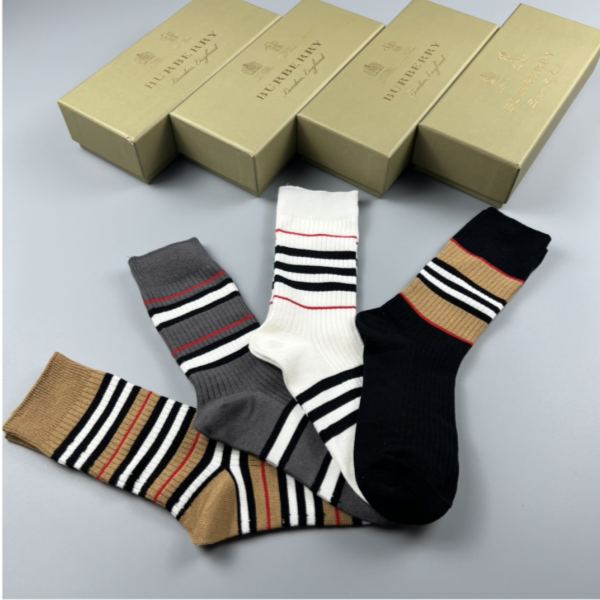 designer,replica,clothing,fake,1:1,lv,luxury,high quality Burberry2023 new autumn and winter socks (4 pairs one box)
