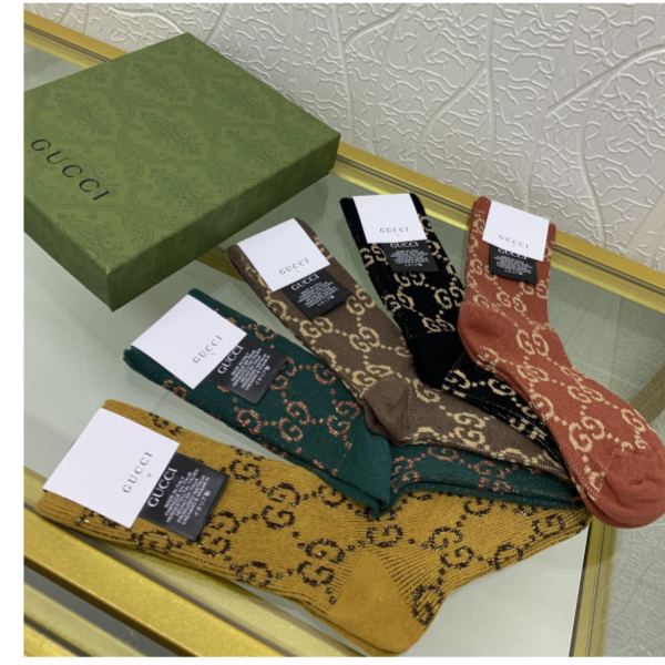 designer,replica,clothing,fake,1:1,lv,luxury,high quality Gucci2023 new autumn and winter socks (5 pairs one box)