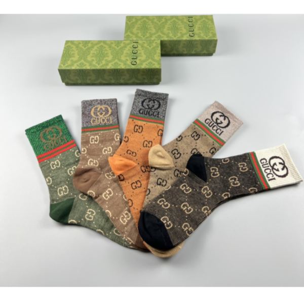 designer,replica,clothing,fake,1:1,lv,luxury,high quality Gucci2023 new autumn and winter socks (5 pairs one box)