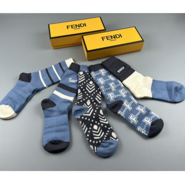 designer,replica,clothing,fake,1:1,lv,luxury,high quality Fendi2023 new autumn and winter socks (5 pairs one box)