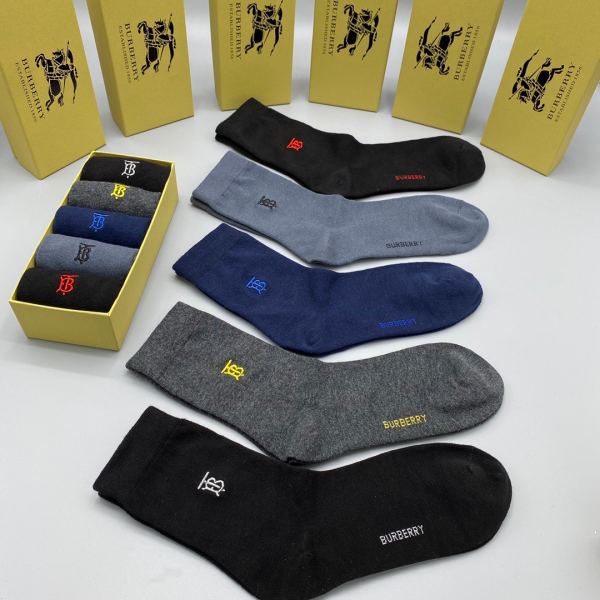 designer,replica,clothing,fake,1:1,lv,luxury,high quality Burberry2023 new autumn and winter socks (5 pairs one box)