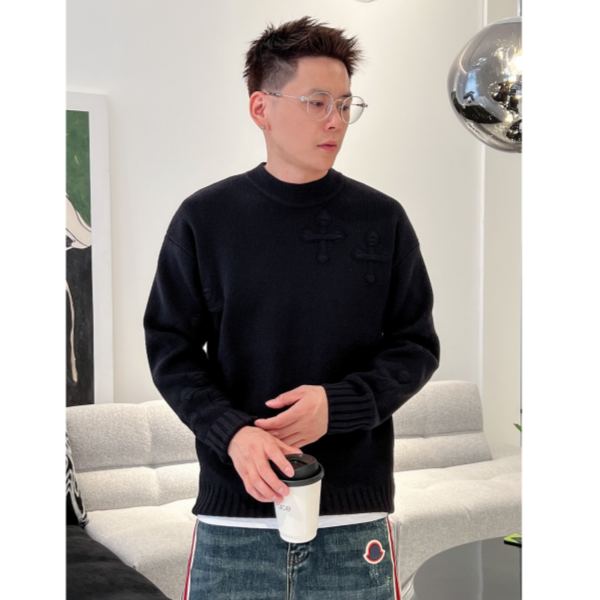 designer,replica,clothing,fake,1:1,lv,luxury,high quality 23/ChromeHearts latest men’s long-sleeved sweater