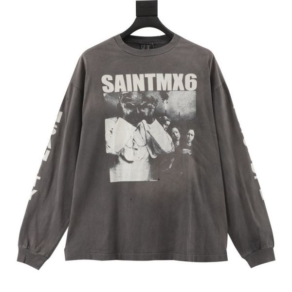 designer,replica,clothing,fake,1:1,lv,luxury,high quality 24/SAINT MICHAEL new long-sleeved T-shirt for men and women