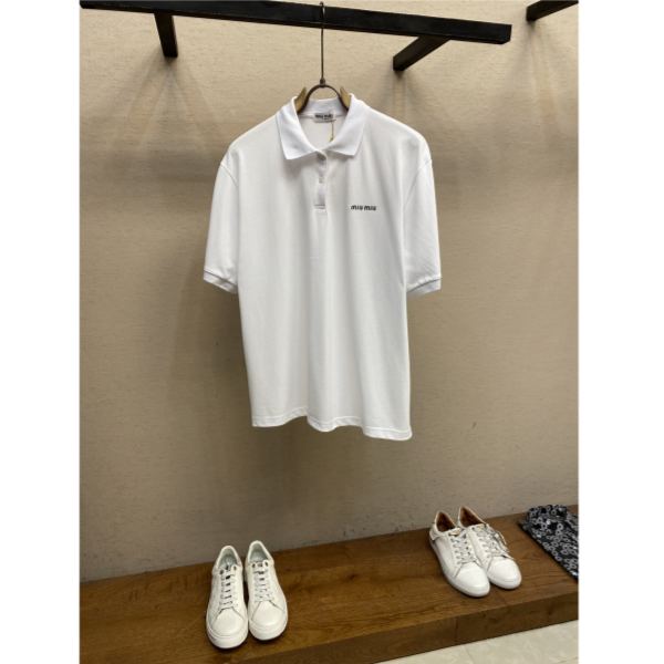 designer,replica,clothing,fake,1:1,lv,luxury,high quality 24/Miu Miu men’s lapel short-sleeved T-shirt
