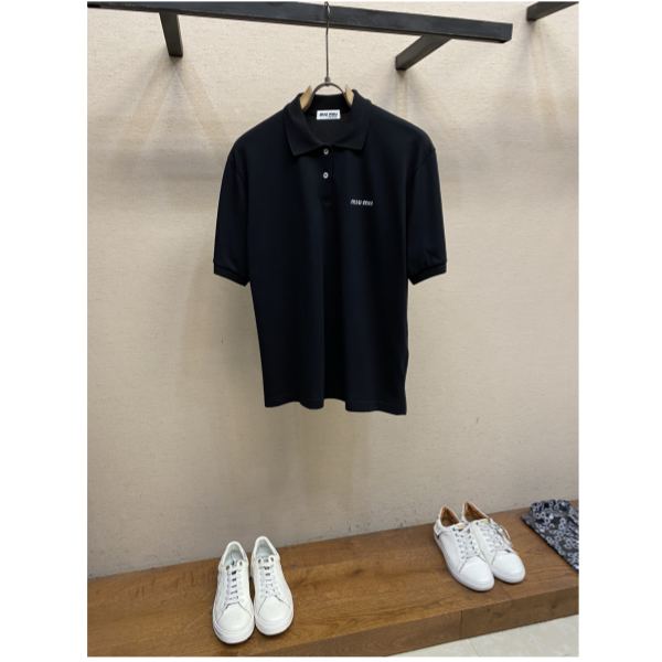 designer,replica,clothing,fake,1:1,lv,luxury,high quality 24/Miu Miu men’s lapel short-sleeved T-shirt