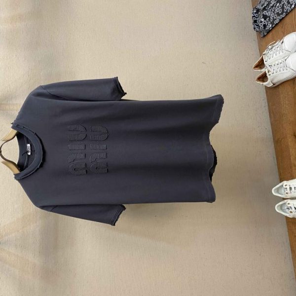 designer,replica,clothing,fake,1:1,lv,luxury,high quality Miu Miu2024FW destroys washed classic logo letters